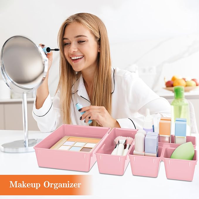 25 PCS Plastic Drawer Organizer Set, 4-Size Versatile Organizer Trays & storage - Image 5