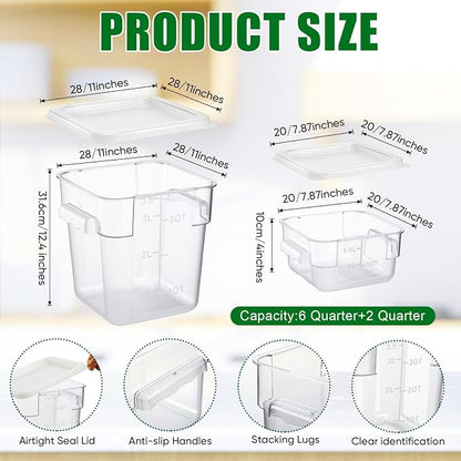 FoldTier 2 Pieces Square Food Storage Containers Polycarbonate Clear food - Image 2