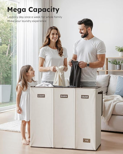SOLEDI 200L 3-Section Laundry Hamper - Image 2