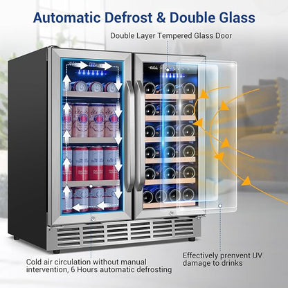 Wine and Beverage Refrigerator 30 Inch, Upgrade Dual Zone Wine Cooler - Image 3