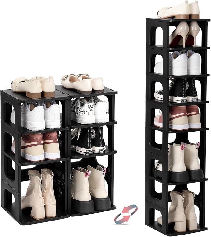 TRZZ 4-Tier Small Shoe Rack, Vertical Narrow Stackable Organizer - Image 5