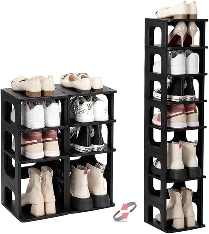 TRZZ 4-Tier Small Shoe Rack, Vertical Narrow Stackable Organizer - Image 5