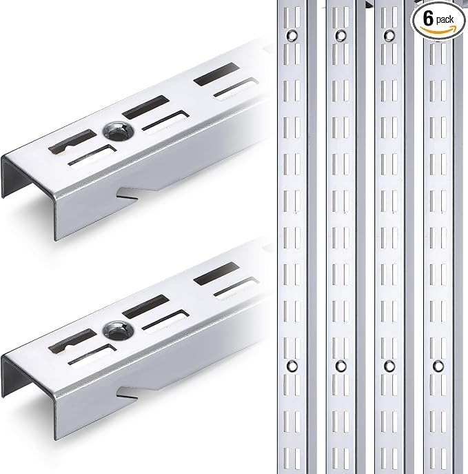 6 Pcs 47.5 Inches Shelf Rails Bracket Track Upright Closet System Hardware by Unknown
