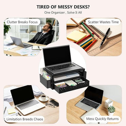 WALI Monitor Stand Riser with Drawer and 2 Pen Holders, Desk Organizers and - Image 6