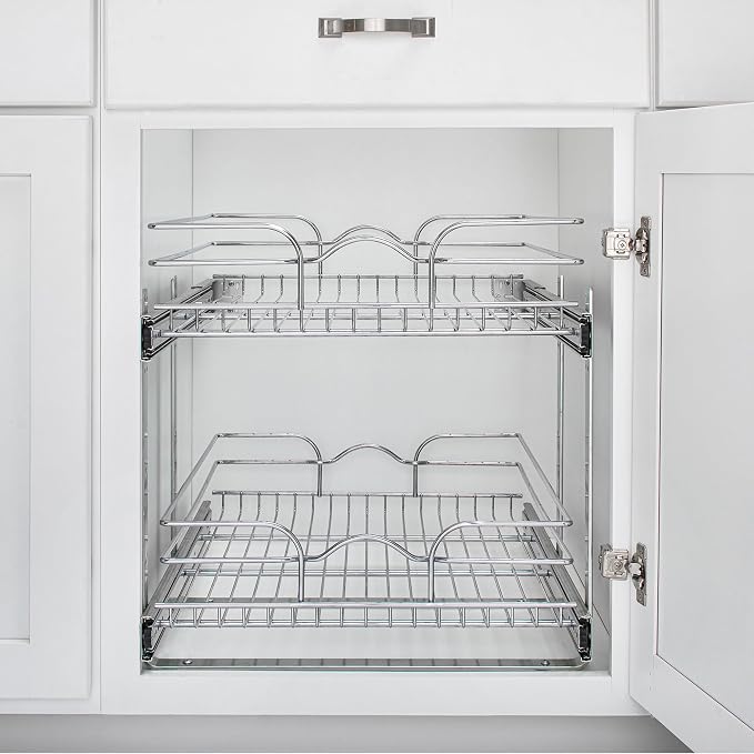Rev-A-Shelf 2 Tier Kitchen Cabinet Pullout Shelf and Drawer Organizer Slide Out - Image 9