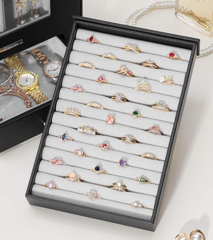 Homde Jewelry Organizer with Transparent Window Necklace Hooks Gift - Image 8