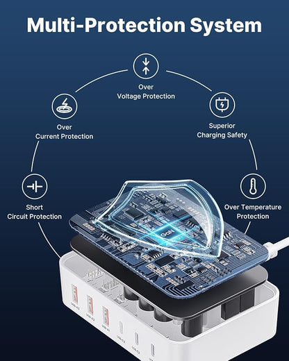 USB C Fast Charger, 100W GaN 6 Port USB C Fast Charging Station Hub Block Cube - Image 8