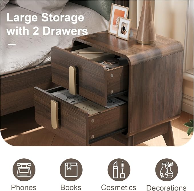 Nightstands Set of 2, Mid Century Modern Nightstand - Image 5