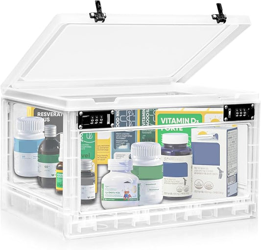 Large Medicine Lock Box with Dual 3-Digit Combination Locks, 24L Lockable by chefeggukk