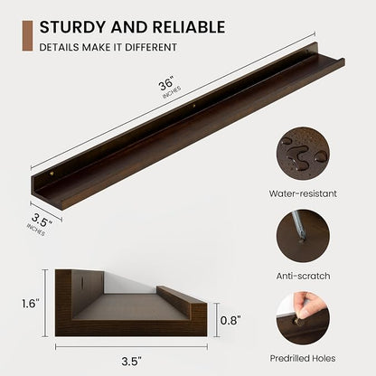 Picture Ledge Shelf, Floating Shelves Set of 2, 36 Inches Solid Wood Nursery - Image 3