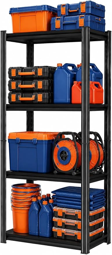 Garage Shelving Unit, 2400LBS Heavy Duty 4-Tier Metal Storage Shelves, by BEESTMUEBLE