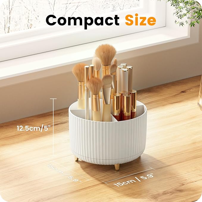 A-LuGei 【Elegant White】 5.9" Makeup Brush Holder Organizer, 【360° Rotating】 6 - Image 6