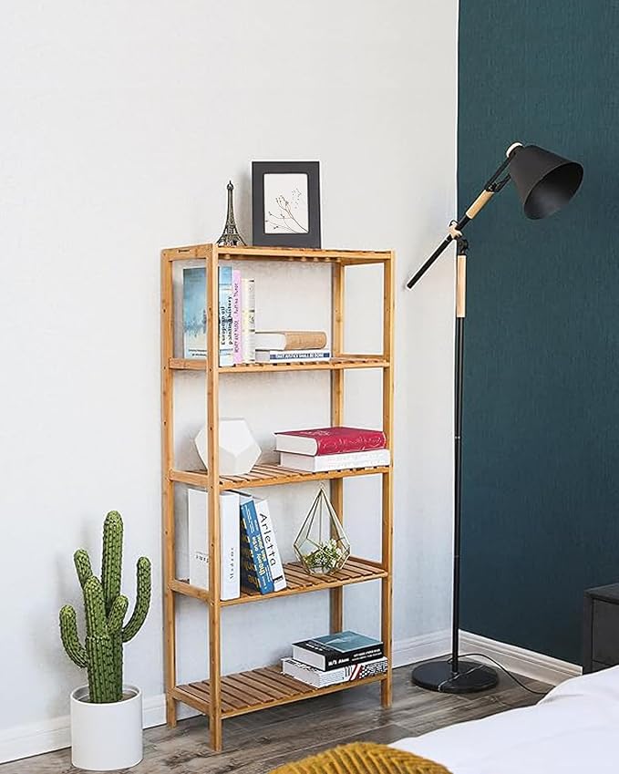 SONGMICS Bamboo Storage Shelf, 5-Tier Shelving Unit, in The Entryway, Living - Image 2