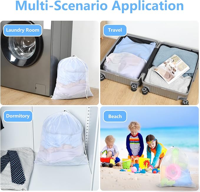 OTraki 16x20 Inch Mesh Laundry Bags 2PCS Small Drawstring Dirty Clothes Washing - Image 4