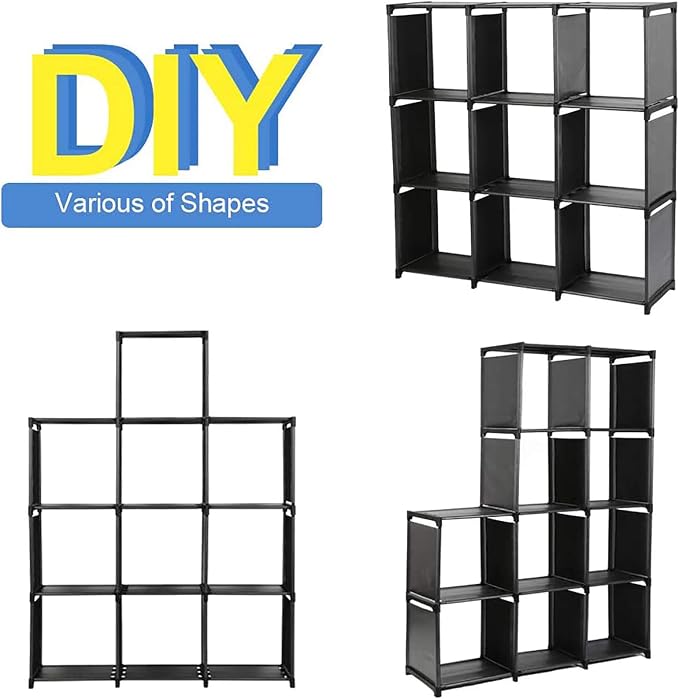 10-Cube Storage Organizer Rack, Staircase Organizer Modular Bookcase, DIY - Image 5