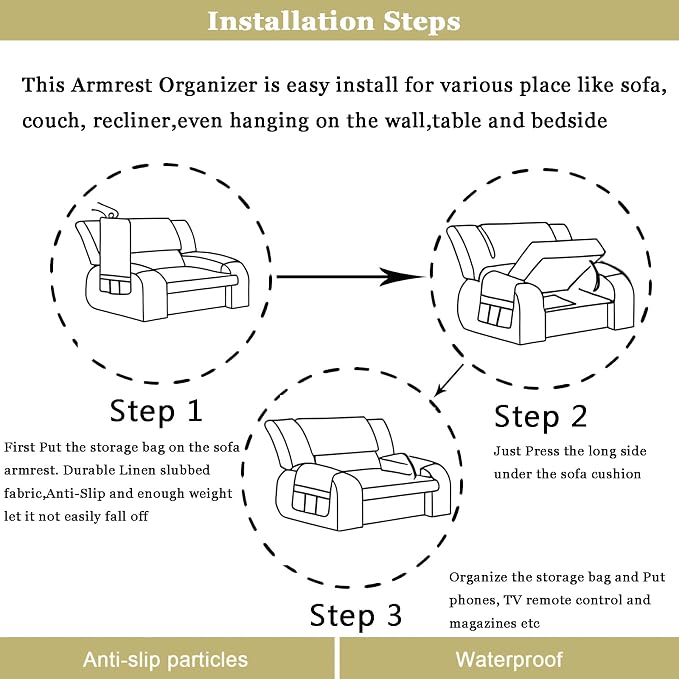 Armrest Organizer Non Slip Remote Control Holder Arm Chair Couch Caddy - Image 4