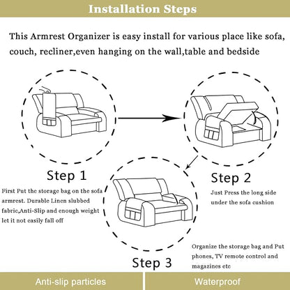 Armrest Organizer Non Slip Remote Control Holder Arm Chair Couch Caddy - Image 4