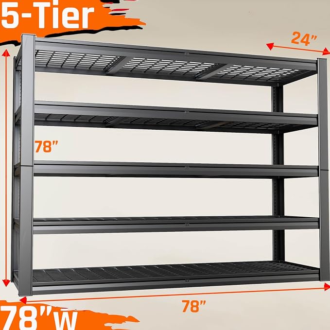 5-Tier Storage Shelves, Shelving Units Industrial Shelving - Image 3
