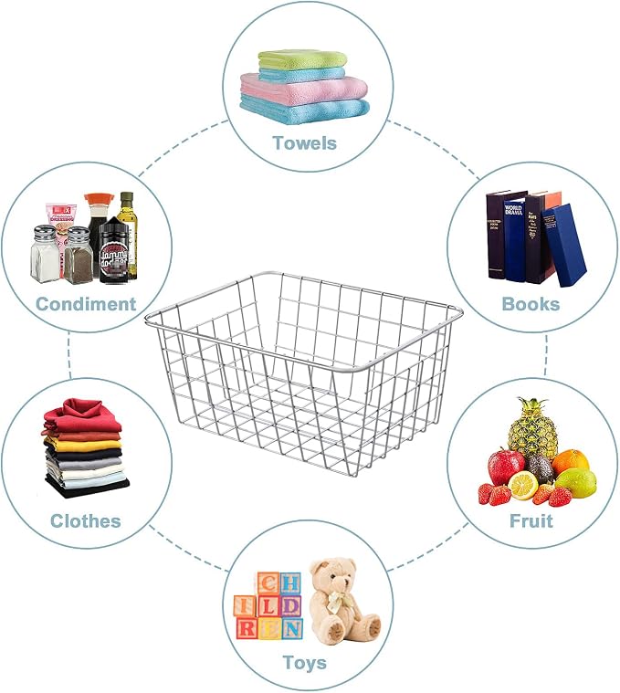 JUNCHU CHERRY Wire Kitchen Storage Basket 4 Packs, Perfect Pantry Organization - Image 2