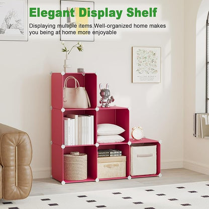 C&AHOME 6-Cube Storage Organizer, Stackable Storage Cubes Shelves, Portable - Image 3