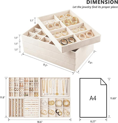 Jewelry Organizer for Drawer, Velvet Jewelry Drawer Organizer Inserts, 4-Layer - Image 2