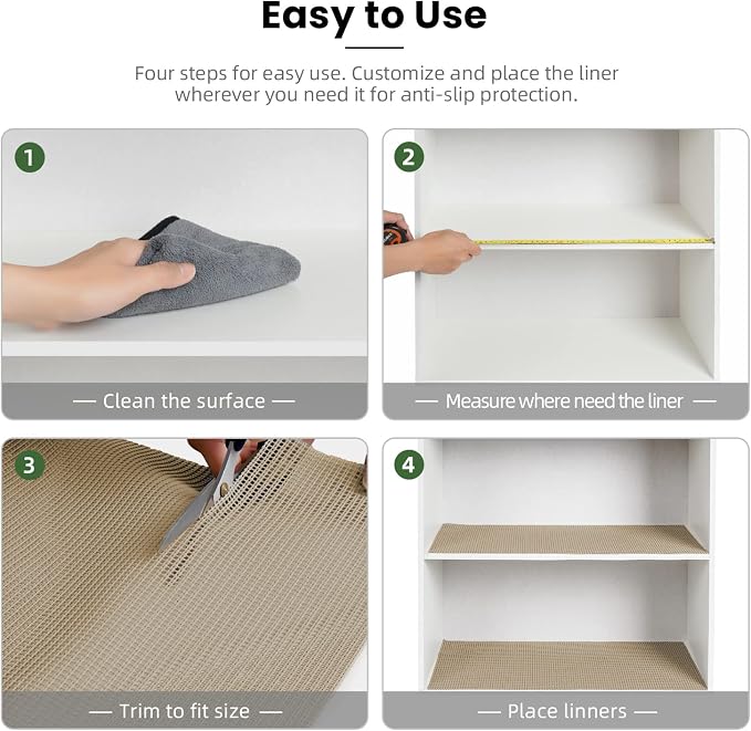 BAGAIL Non-Adhesive Shelf Liner, Thick Strong Grip Drawer Liners - Image 6