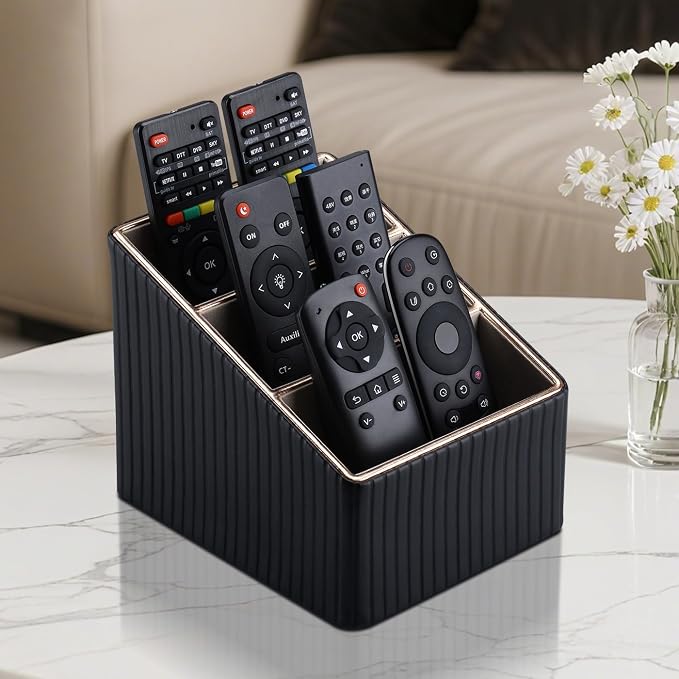 KINGFOM 3 Slot PU Leather Remote Controller Holder, Home Sundries Storage Box - Image 4