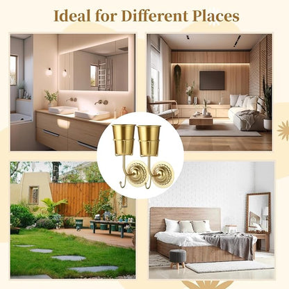 2 Pcs Gold Wall Vases, Vintage Plant Vase Holders - Image 6