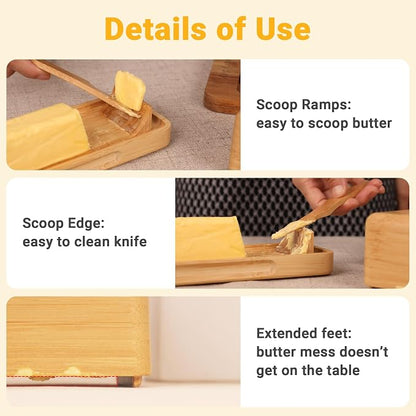 Bamboo Butter Dish with Lid for Countertop Butter Container for Fridge Magnetic - Image 4