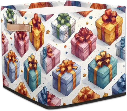 TropicalLife 13x13x13 Inch Large Fabric Storage Cube Holiday Gifts Box Pattern by TropicalLife