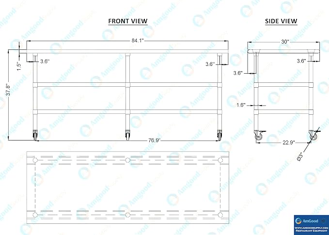AmGood Stainless Steel Work Table - Image 4