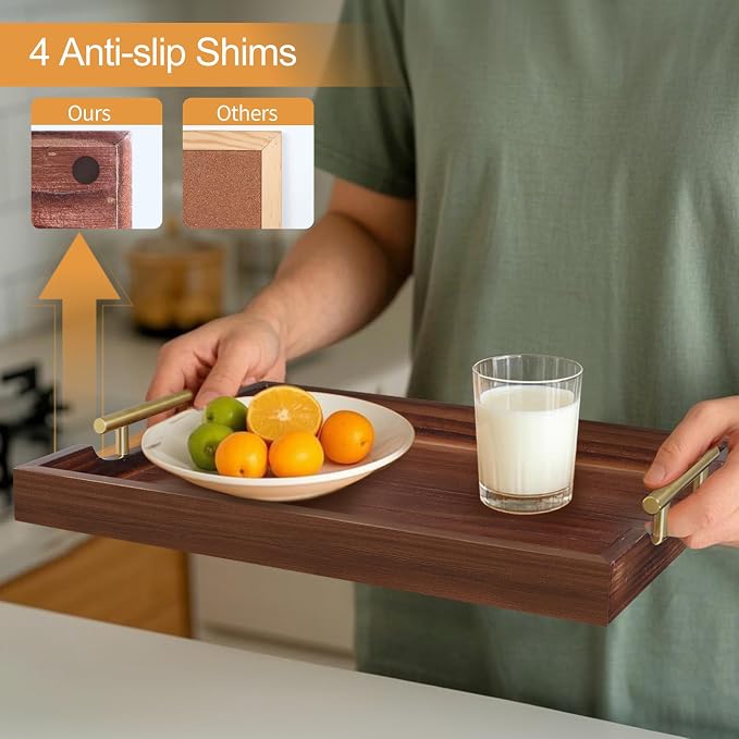 SXNOWS Large Wooden Serving Tray - Image 4