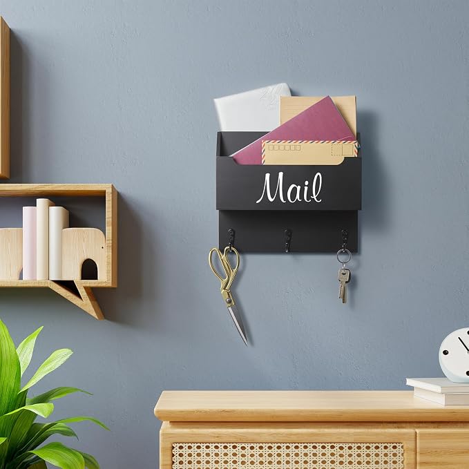 DRASTAR Mail Organizer Wall Mounted, Wooden Mail Sorter & Key Holder - Image 7