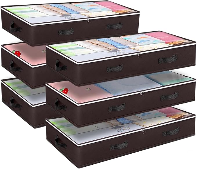 Budding Joy 6 Pack 90L Under bed Storage Containers Organizer Large Capacity by BuddingJoy-BuildaJoyfulLifeforYou