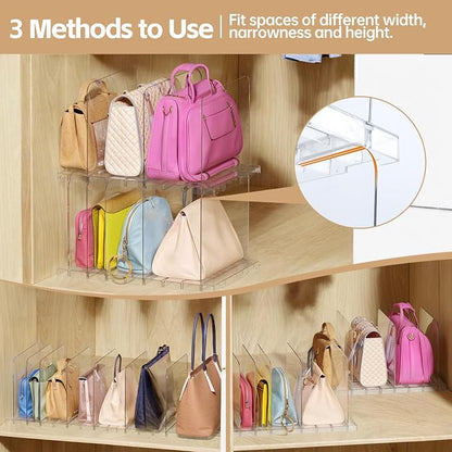 Purse Organizer for Closet, Stackable Handbag Storage Shelf, Adjustable Clear - Image 4