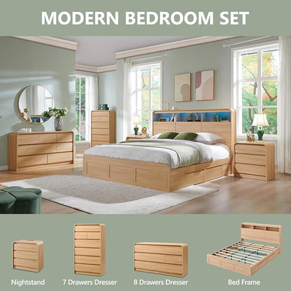 25" Tall Modern Nightstand Set of 2, 23.6" Wide Wood Bedside Table - Image 7