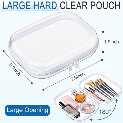 Sanwuta 6 Pcs Clear Hard Zipper Case Hard Plastic Zipper Pouches Makeup Bag - Image 2