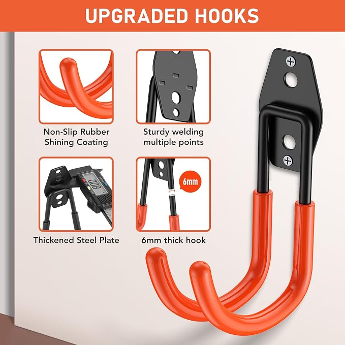 Garage Hooks with Anti-Slip Coating, Heavy Duty Wall Mount Storage Hooks - Image 3