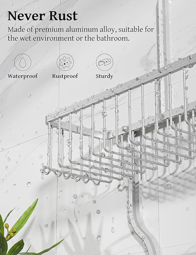 YASONIC Never Rust Shower Caddy Hanging, Aluminum Shower Racks - Image 3