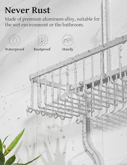 YASONIC Never Rust Shower Caddy Hanging, Aluminum Shower Racks - Image 3