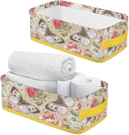 Flowering Butterfly Plants Bathroom Storage Basket, Foldable - Image 3