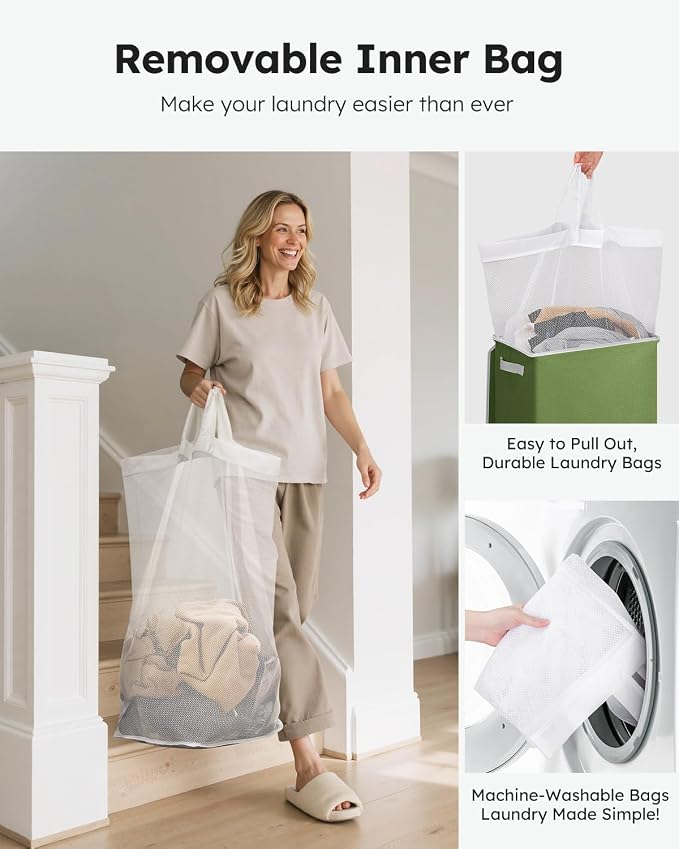 SOLEDI Laundry Hamper with Lid 100L Large & Tall Collapsible Laundry Basket - Image 4