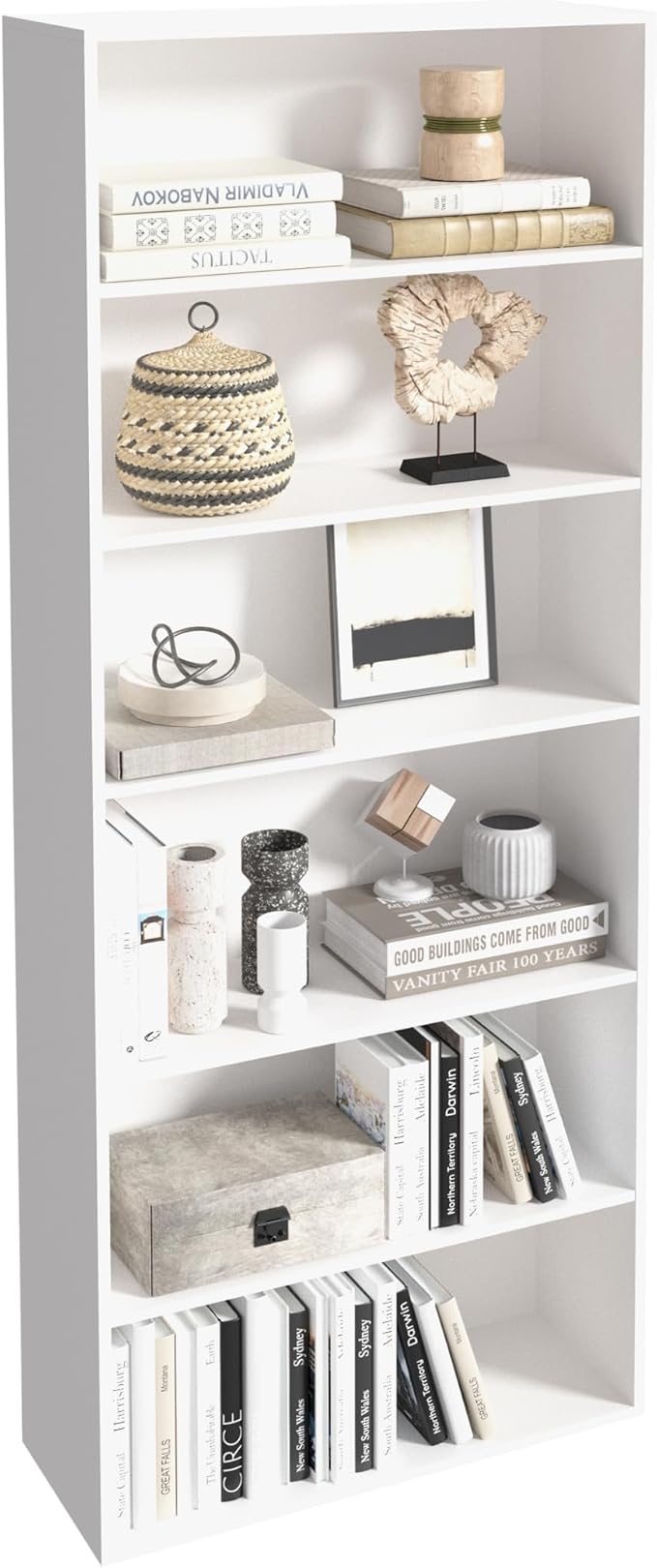 6 Tier Book Shelf，Wooden 6 Cube Storage Organizer, 6 Tier Low Bookcase Storage by NewBeth
