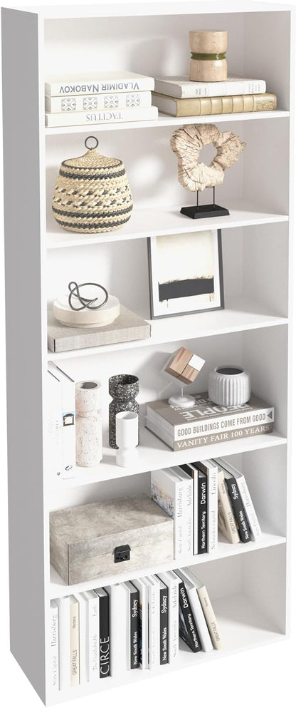 6 Tier Book Shelf，Wooden 6 Cube Storage Organizer, 6 Tier Low Bookcase Storage by NewBeth
