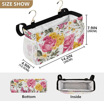Pink Yellow Roses and Butterflies Bedside Caddy - Image 4