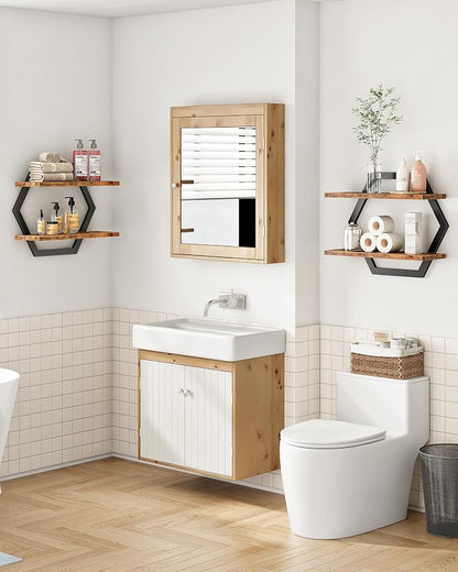 Hexagon Floating Shelves for Wall, 2 -Tier Hanging Shelves, Wall Mounted - Image 7