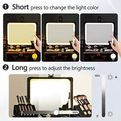 Makeup Case with Lighted Mirror, Makeup Box Organizer with Detachable LED Mirror - Image 6