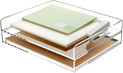 2 Pack- Stackable Paper Letter Tray, A4 File Tray Desk Organizer, Acrylic Desk by SANRUI