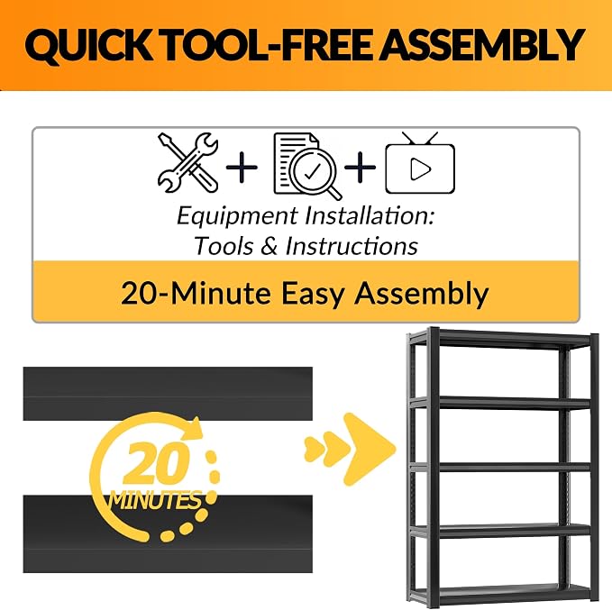 BESFUR 5-Tier Garage Storage Shelves, Heavy Duty Metal Storage Shelving - Image 7