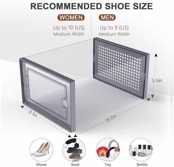 Kuject 12 Pack Large Shoe Boxes, Drop-front design fits women's size 10 - Image 3